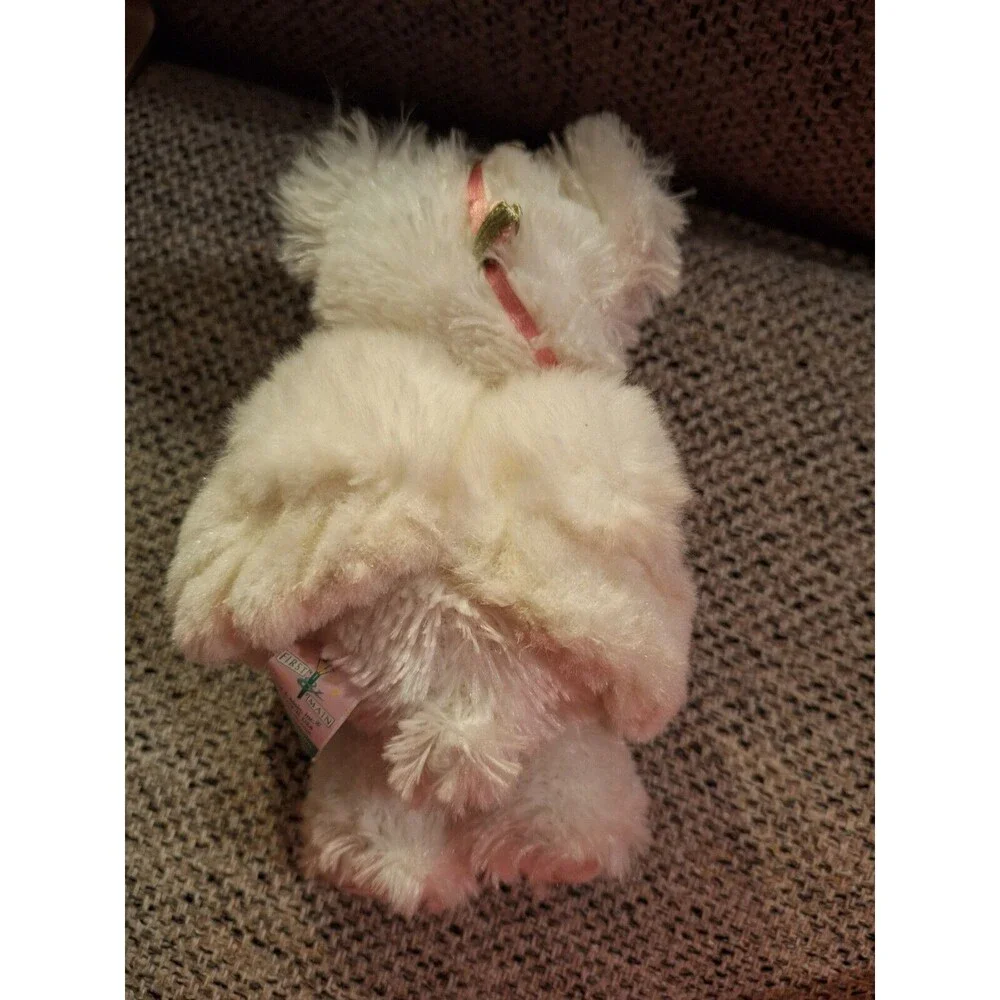 First & Main‎ White Plush Teddy Bear Angel Huggums Collectible No 1302 Flower